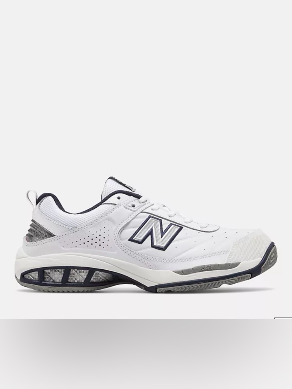New Balance White and Navy Men's Athletic Sneakers 10 1/2 2E Wide